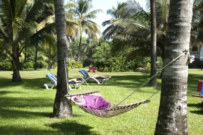 Relaxing in a hammock in The Kairaba gardens
