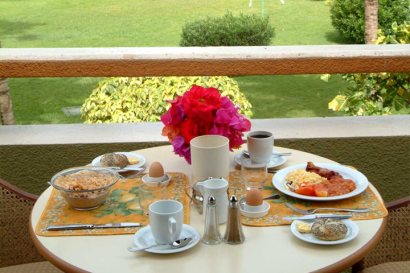Breakfast overlooking the gardens