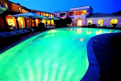 Hotel and Pool Area by Night