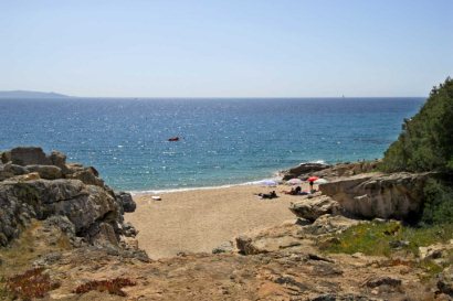 Beach immediately below the villa