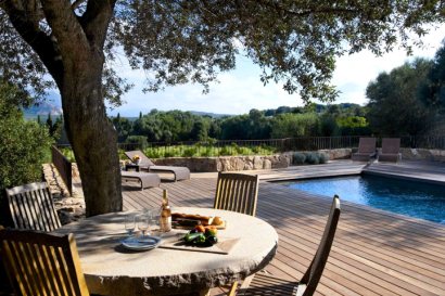 Outside eating area and pool
