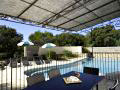 Outdoor seating area with pool