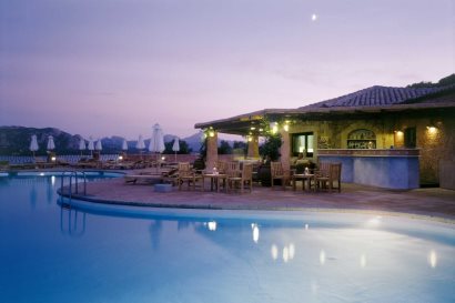 Pool Area at Dusk