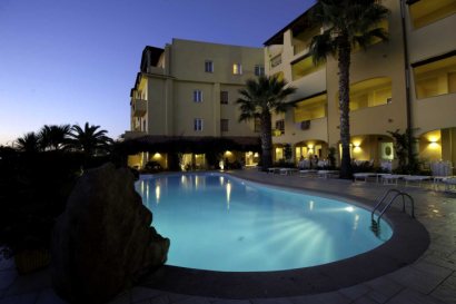 Pool Area at Dusk